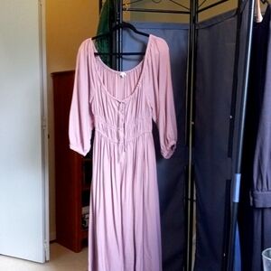 A mauve, midi Madewell twill Sophia dress.